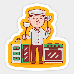 Cute Chef Cartoon Sticker